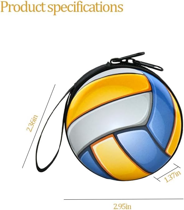 Volleyball Coin Purse Small Round Wristlet Coin Pouch for Earphone Portable Change Purse Volleyball Storage Bags Wallets Organizer Sports Party Favor Bags for Boys Girls Birthday Gifts Ideas image 5