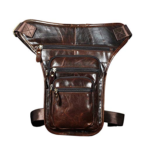 LederleiterUSA Mens Genuine Leather Retro Motorcycle Waist Pack Messenger Shoulder Drop Leg Bag