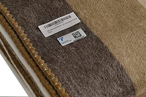 QISU Alpaca Wool Blanket Throw | Large, Beautiful, Warm, Stripes | 85 x 65 inches | Ultra-Soft, Hypoallergenic and Breathable | Non-Itchy or Scratchy Fabric (Camel Thick Stripe) - Image 4