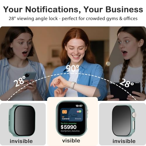Image of Adorve Privacy Case for Apple Watch Series 10 42mm Screen Protector, Anti-Spy Cover for iWatch Series 11 10 42 mm, 8 Pack, Black Clear Pink Starlight Rose Pink Pine Green Milk Tea Smoke Violet