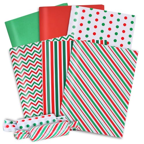 BEISHIDA 100 Sheets Christmas Red Green Tissue Paper Bulk for Gift Wrapping