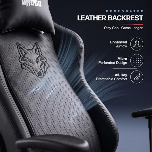 Image of DROGO Alpha-X Ergonomic Gaming Chair with Footrest | Premium PU Leather with 135 Recline | 2D Padded Armrests | Computer Chair for Study | Office Chairs for Work from Home with Neck Support (Black)