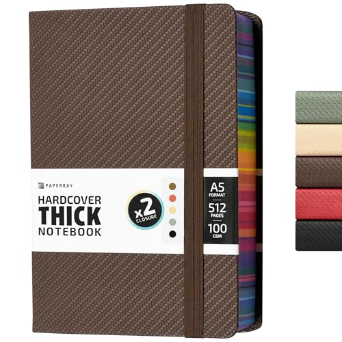 Carnet A5 ligné et grand journal d'écriture en cuir végétalien de 512 pages