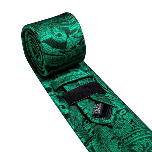 Image of Barry.Wang Men Tie Set Paisley Silk Necktie Pocket Square Cufflinks Formal Wedding Business Party