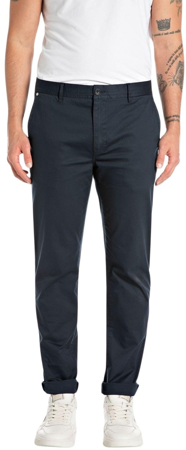 Replay Herren Hose Chino, Night Blue 086 (Blau), 29W / 32L
