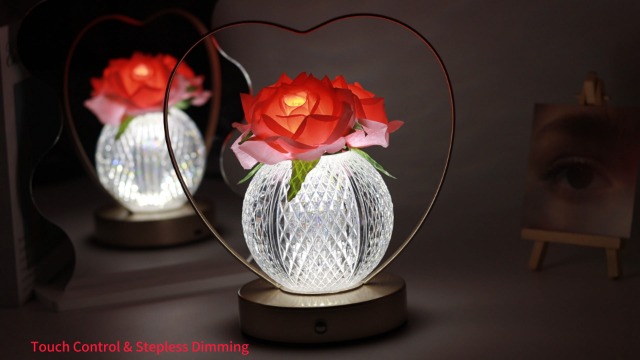 Lampada LED A Forma Di Girasole Con 3 Teste - Vaso In Ceramica E PU, Ricaricabile Via USB, Luce Notturna Calda Per Decorazione Casa, Regalo Per Festa Della Mamma - 4