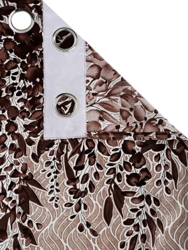 Image of Home Sizzler 2 Pieces Sunflower Panel Eyelet Polyester Door Curtains - 7 Feet, Brown