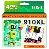 910XL Ink Cartridges for HP Printers Replacement for HP 910 Ink Cartridges Combo Pack 910 Ink Work with OfficeJet Pro 8015e 8025e 8028e 8020 8035e Printers (4-Pack 910XL Black and Color Combo Pack)