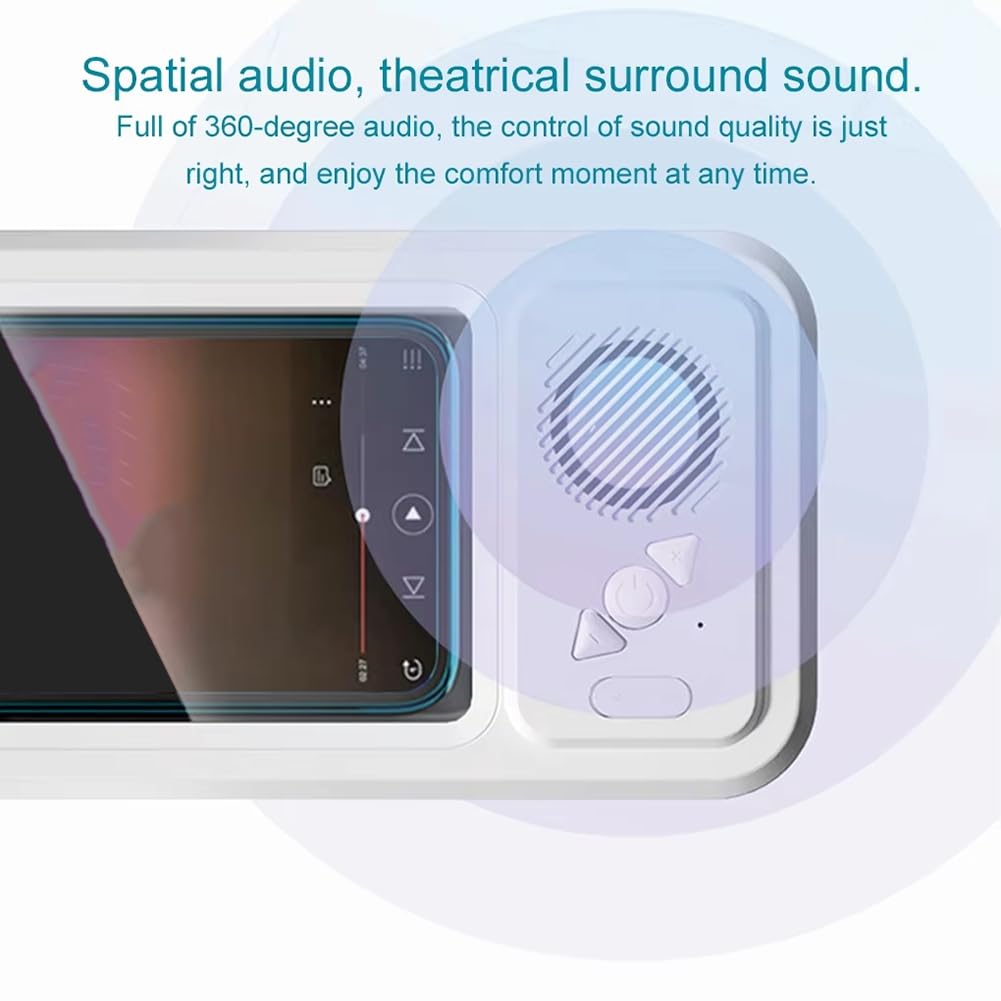 Porte-Téléphone de Douche avec Haut-Parleur Bluetooth, Écran Tactile Étanche IPX4 pour la Salle de Bain - Blanc