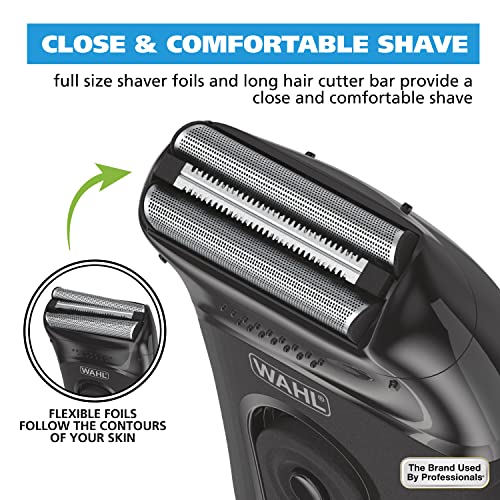 Image of Wahl Compact Rechargeable Lithium Ion Shaver Kit with Hygienic Rinseable Foils & Cutter Bar with Dual Flexible Foils that Move with the Contours of Your Face - 7065