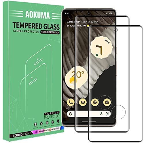 AOKUMA Tempered Glass for Google Pixel 7 Pro Screen Protector Premium 3D Curved Edge Guard Film Full Coverage Anti-Fingerprints No Bubbles HD-Clear Case Friendly Phone Film for Google Pixel 7 Pro