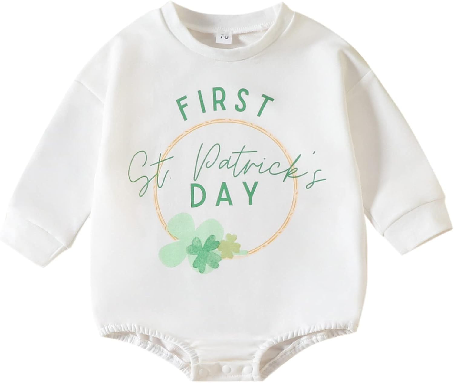 KAGAYD Mameluco de manga larga para niños y niñas, para el día de San Patricio, con estampado de letras, para recién nacidos, sudadera de primavera