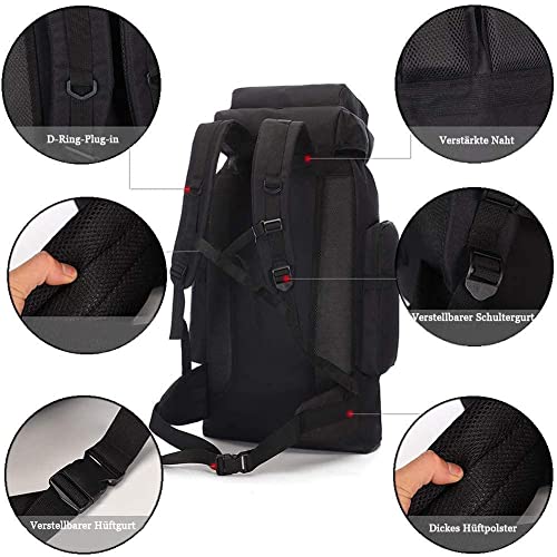 Kabxhueo Groß Rucksack 60L-80L Wanderrucksack Wasserdicht für Herren & Damen – Reiserucksack, Notfallrucksack, Trekkingrucksack für Survival, Wandern, Camping, Angel & Reise (Backpacker Rucksack)