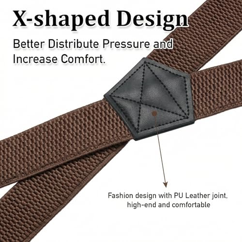Image of SUNEZLGO Suspenders for Men Heavy Duty, X Back Hidden Suspender 1.5 inch Under Clothing, Adjustable Work Suspenders for Men Women
