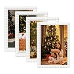5x7 Picture Frame Set of 4, White Beaded Photo Frames Display Pictures 5x7 without Mat, Multi Photo Frames Collage for Wall or Tabletop Decor