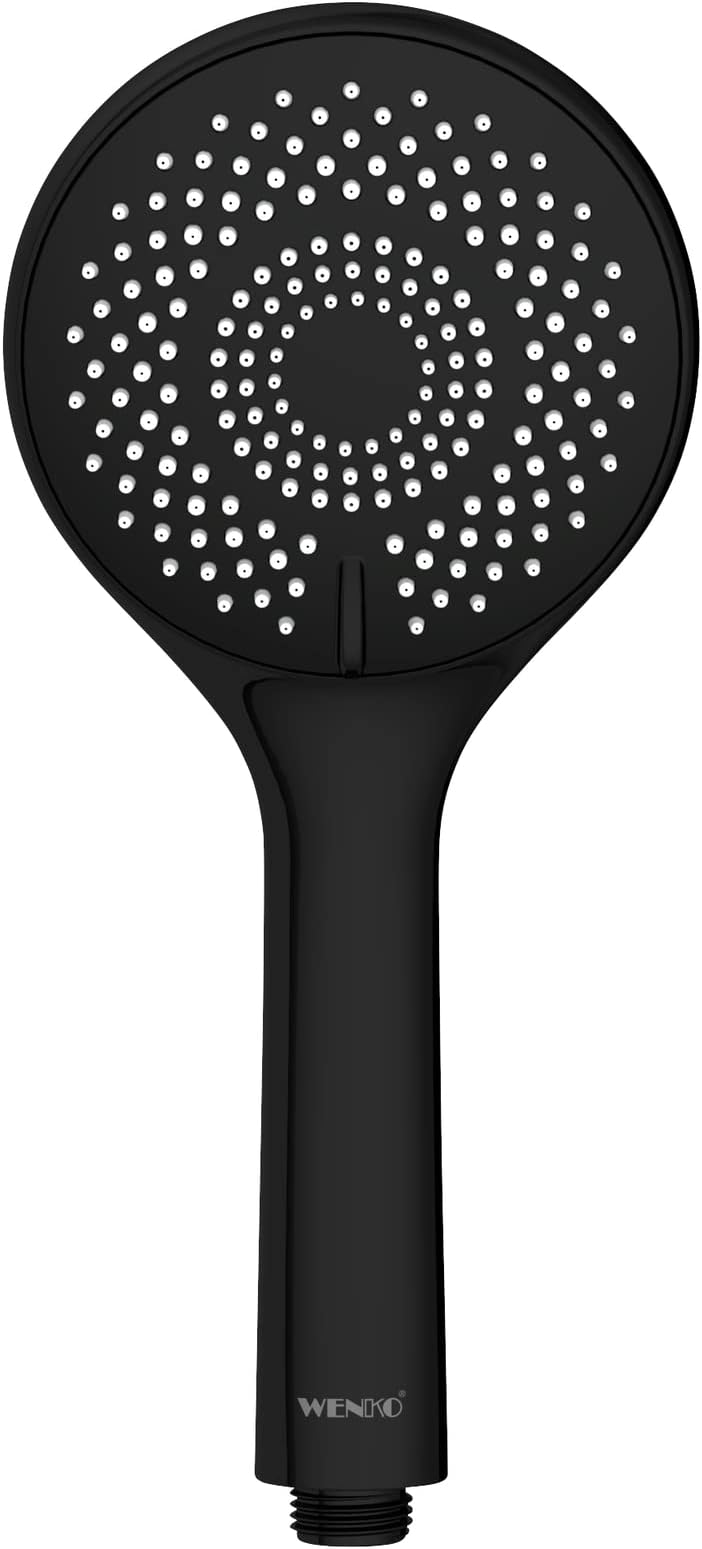 Watersaving Shower Head Matte Black Universal Hand Shower with Water-Saving System and 3 Jet Types