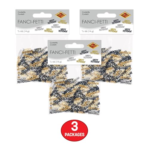 Beistle Happy Retirement Fanci-Fetti – 3 Pack, Black Gold and Silver Metallic Table Party Confetti, Sprinkle Decorations for Retirement Banquets, Workplace Send-Offs and Event Celebrations, ½ Oz Each by Beistle - Image 5
