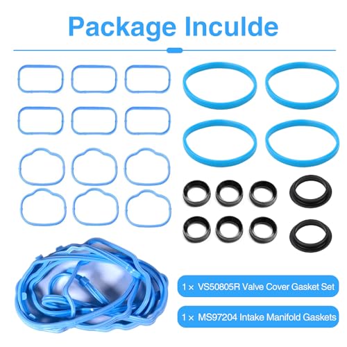 Image of VS50805R Valve Cover Gasket Seal &MS97204 Intake Manifold Gasket for Dodge Avenger Challenger 3.6L 2011-2022,Chrysler 200 300,Durango Grand Caravan Journey Jeep Cherokee,Wrangler,Ram 1500 5184596AE
