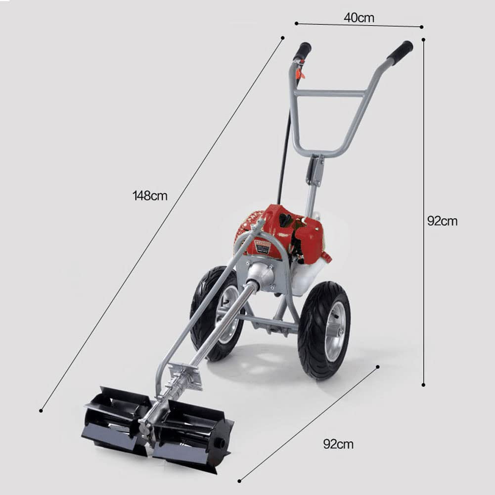 Motozappa da giardino a benzina, motozappatrice da giardino, coltivatore motozappa portatile 52CC motore a 4 tempi da 1,65 kW benzina giardino e prato scavo rimozione delle erbacce e coltivazione