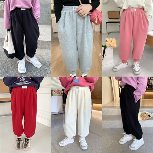 Girls Fleece Sweatpants Casual Fashion Active Jogger Pants Fall Winter Elastic Waist Trousers4