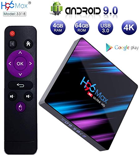 JUNMAO Android 9.0 TV Box,H96 Max Smart TV Box Streaming Media Player RK3318