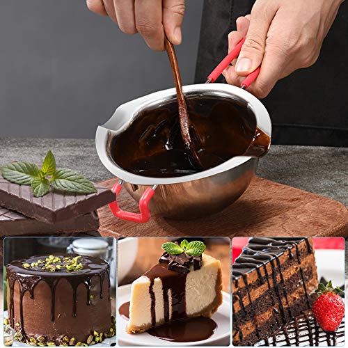 Stainless Steel Double Boiler Pot,3 Cup Capacity Metal Melting Pot with Heat Resistant Handle,600ml Steel Universal Insert Melting Pan for Chocolate,Butter,Candle,Candy and Soap - Thumbnail 6
