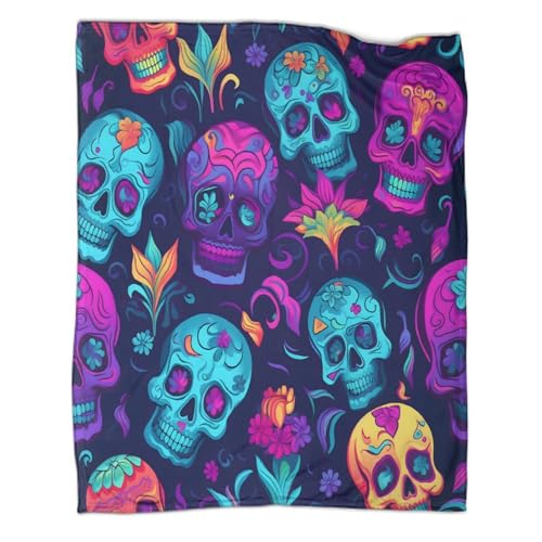 Couverture Sugar Skulls chaude et infroissable en microfibre douce - 3