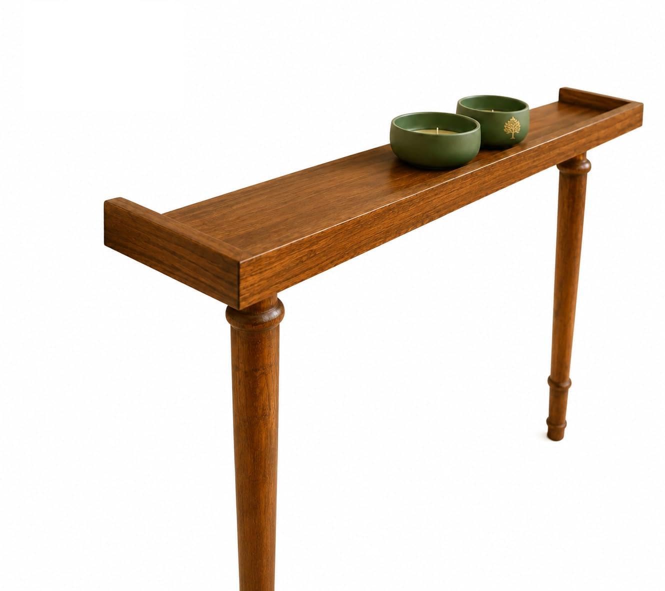 Solid Wood Console Table for Living Room & Entryway | Handmade Wooden Hallway Table | Rustic Sofa Side & Foyer Table for Home Decor-image-7