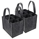 Toyvian 2 Piezas Bolsa Portabotellas de Fieltro con Compartimentos Extraíbles Bolsa de Transporte para Vino y Cerveza Portátil para Regalo Color Gris