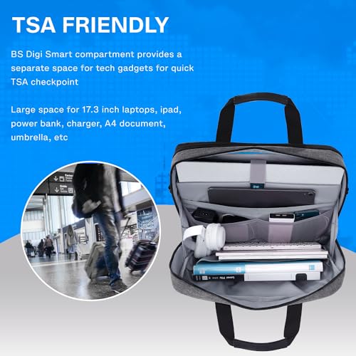 Image of BAGSMART 17.3 Inch Laptop Bag Expandable Computer Bag Briefcase, Dark Grey | Men Women Laptop Shoulder Bag,Work Bag Business Travel Office