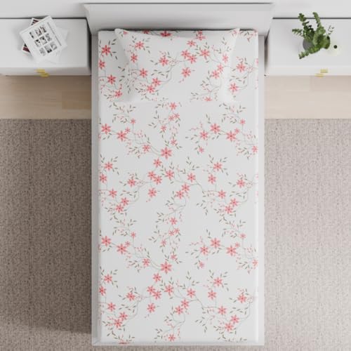 Image of Wakefit 100% Cotton 160 TC Fitted Bedsheet with 1 Pillow Cover | Red Vine Single, 72 inch x 36 inch, Red Vine | 1.83m x 91cm