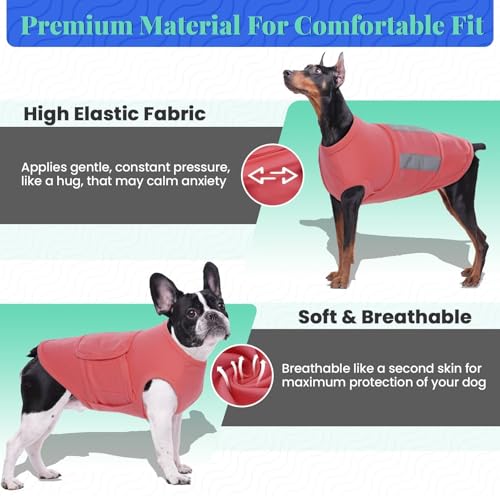 Image of MIGOHI Soft Dog Calming Vest for Thunderstorm, Fireworks, Travel & Separation - Anxiety Relief for Small Dogs, Shell Pink, XS