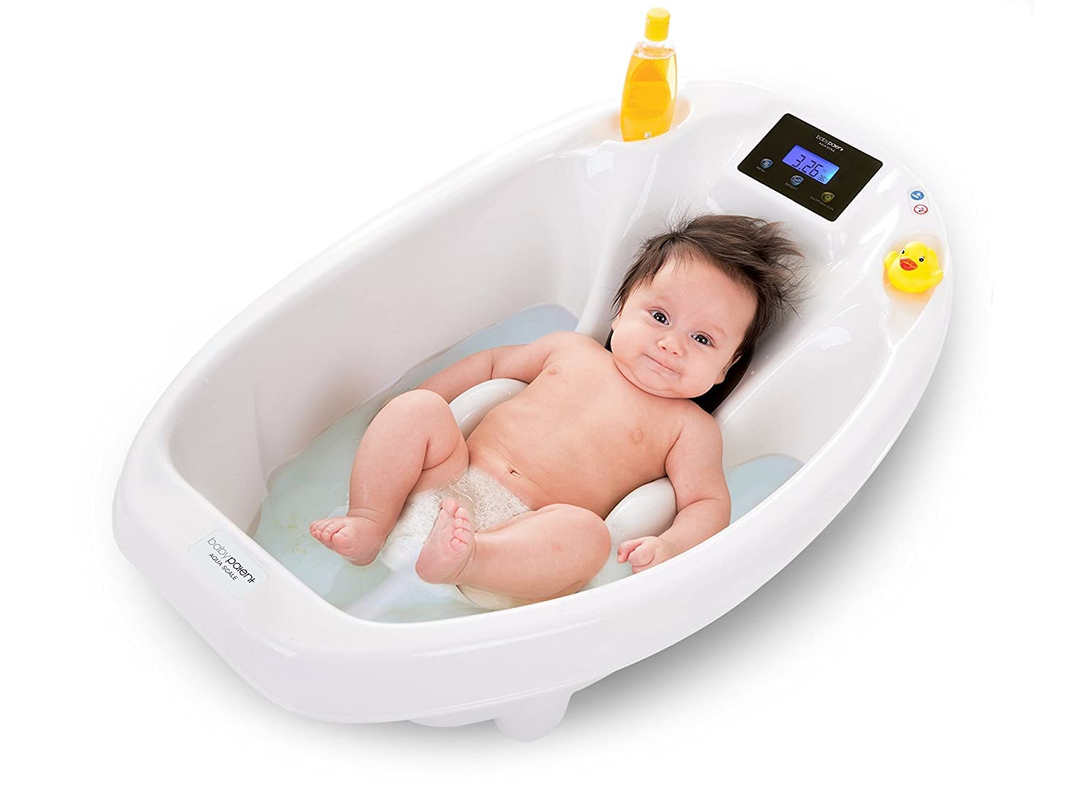 Aquascale Digital Scale & Thermometer 3-in-1 Infant Bath Tub in White Battery Operated by Aqua Scale