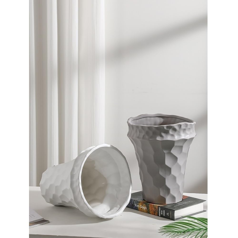 Ceramiczna doniczka 24 cm chinoiserie wazon na kwiaty z otworami odpływowymi do roślin domowych altanka (biała)