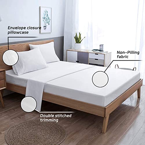 Full Size Sheet Set - Extra Soft Luxury Brushed Microfiber Full Bed Sheets With 17 Inch Deep Pocket - Breathable Wrinkle Fade Stain Resistant Hypoallergenic - 4 Piece (Full, White) #TOP5