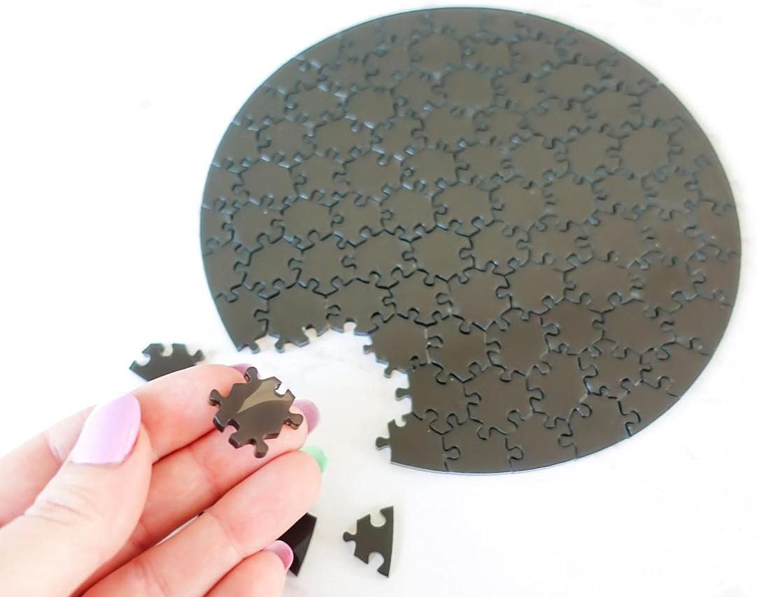 Non Toxic Brain Teaser By Itsyyboo - Clear Black Acrylic Impossible Jigsaw Puzzle 91 Pieces Made In India For Adults