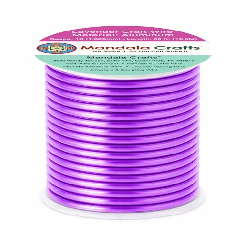 Image of Mandala Crafts 13 Gauge Lavender Anodized Aluminum Craft Wire, 60 FT | Colored, Flexible, Bendable, for Bonsai, Armature, Sculpting, Wire Wrapping, Jewelry Making, Weather & Tarnish Resistant