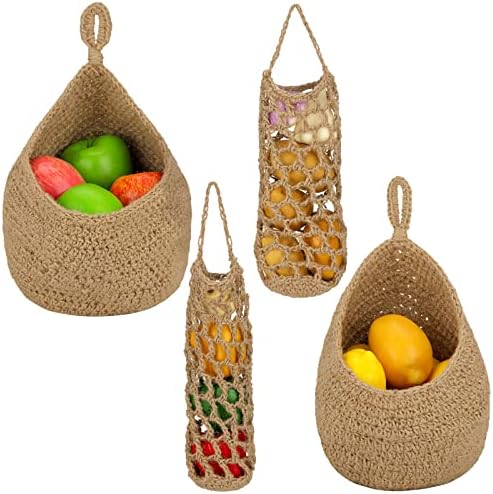 TAOQILE Wall Hanging Fruit Baskets For Kitchen, Cotton
