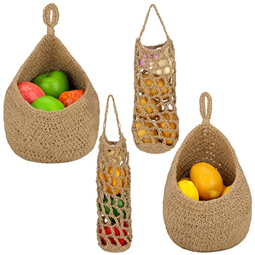 Xuhal 4 Pcs Hanging Basket, Jute Hanging Baskets for Kitchen,