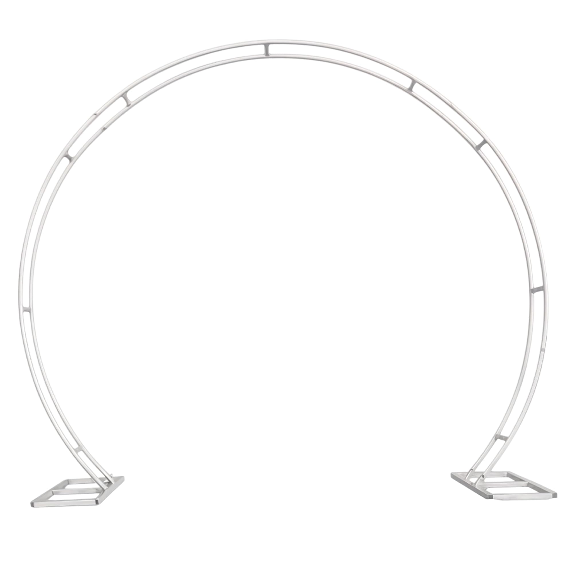 Trimming Shop White Dual Circle Arch Stand 2.6m x 2.2m Party Background Decoration White Metal Arch Frame Round Garden Arbors for Wedding Reception Valentines Baby Shower Engagement Birthday Decor