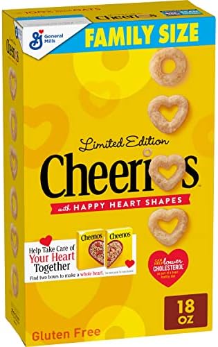 Cheerios Heart Healthy Cereal, Gluten Free Cereal with Whole Grain Oats, Family Size, 18 OZ
