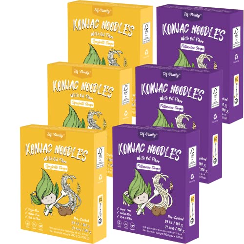 Premium Konjak Nudeln aus Thailand Vegan Glutenfrei-240gx 6er Box(12 pack), Elf-Family Shirataki Nudeln Instant Nudeln Pasta/Keto/Low Carb/Kalorienarme/Zuckerfrei -Spaghetti & Fettuccine