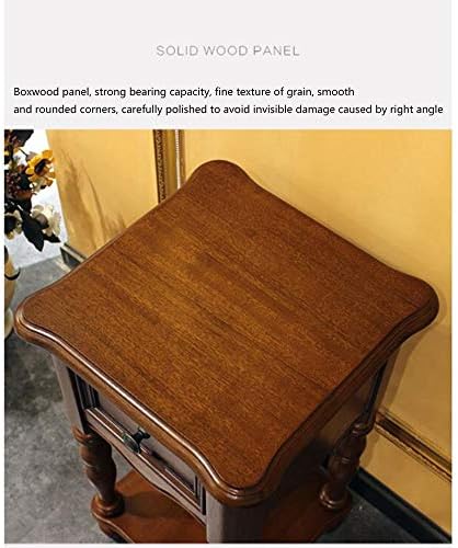 Telephone Table, American Solid Wood Plant Stand,Living Room Sofa Telephone Side Table,with Drawers,Indoor Shelf,3 Sizes(Color:Walnut Color,Size:14.1714.1737.40in)