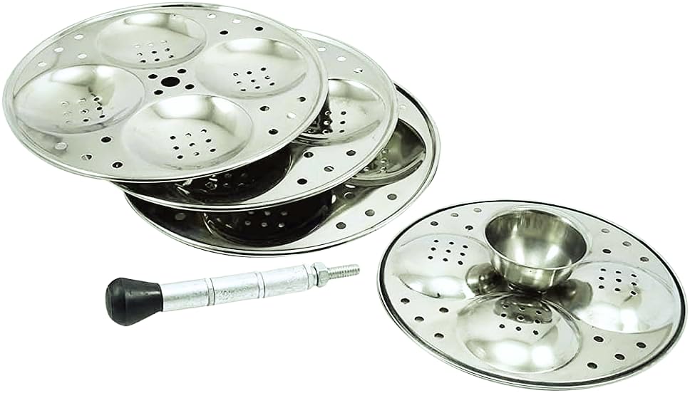 Stainless Steel Idli Cooker Stand - Holds 4 Plates, Perfect For Indian Kitchen! 9 thumbnail image