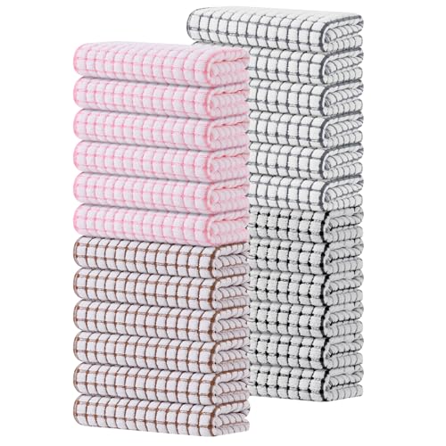 Kitinjoy Cotton 24 Pack Terry Kitchen Towels, Mix Color