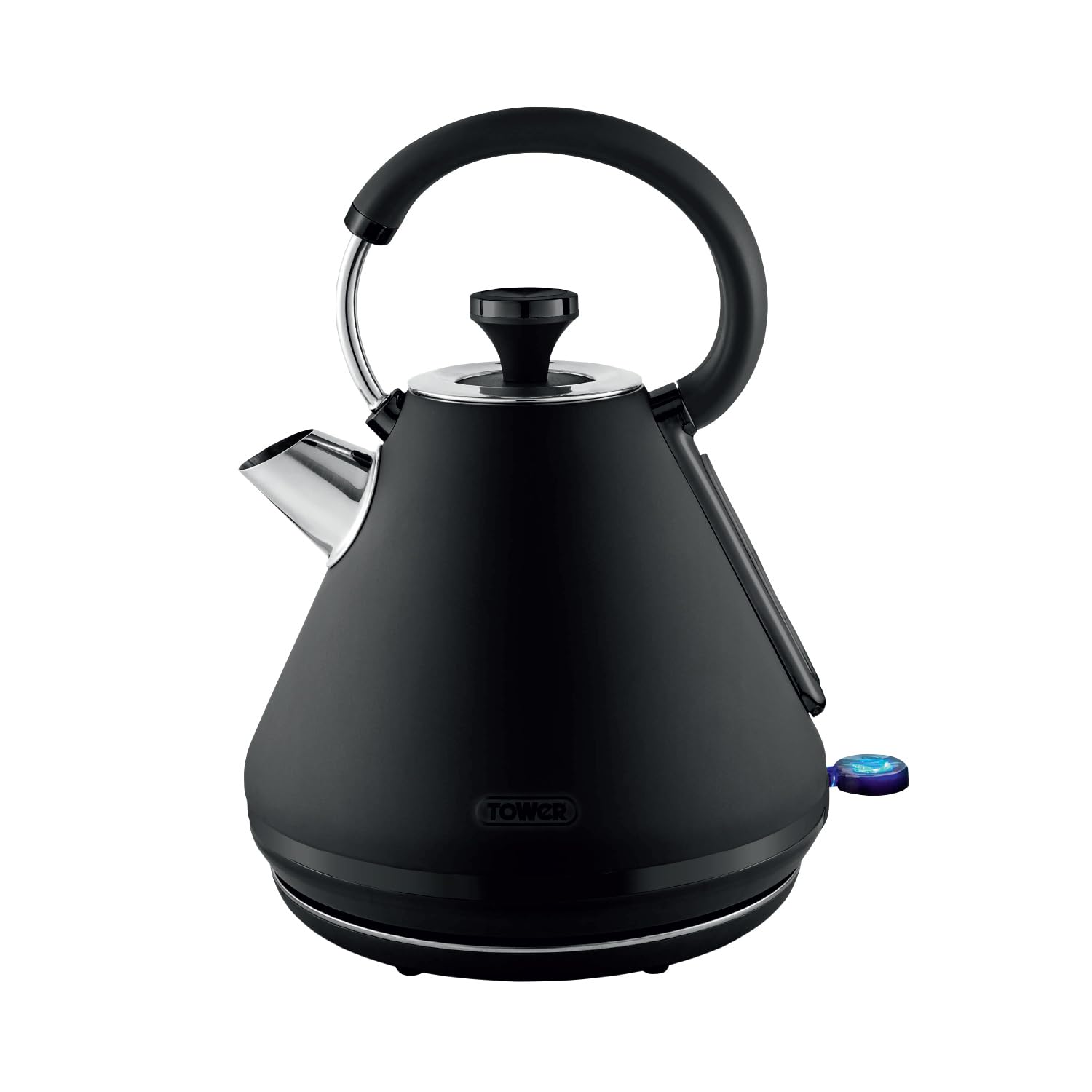 Tower T10079BLK Sera Pyramid Kettle with Smoked Black Trim, 1.7L, 3KW, Black