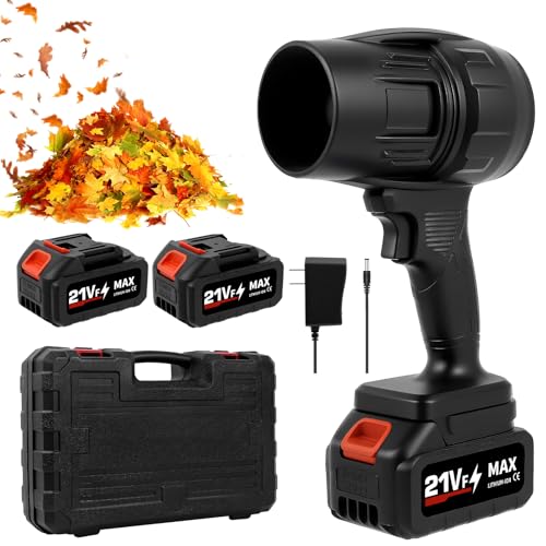 Buvnatep Cordless Turbo Leaf Blower – 2×21V Batteries & Fast Charger, 180,000 RPM Handheld Air Blower for Lawn, Patio, Car, and Dust Removal