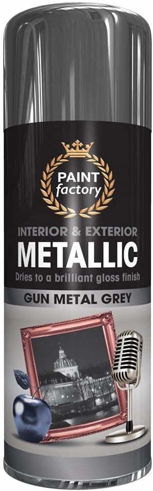 9 x Metallic Gun Metal Grey Spray Paint 400ml Multi-Purpose Use, Spray for Metal and Wooden Furniture, Ornaments, Decorative Items and Much More for Interior & Exterior