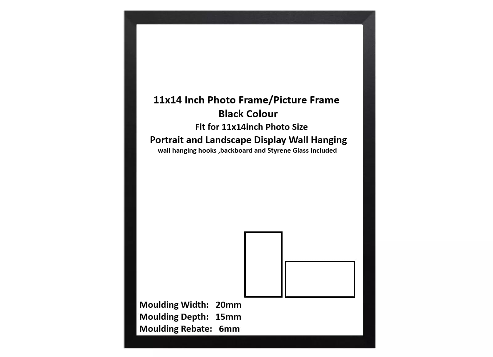 DECORO 11x14 Inch Black Photo Frames, 14x11 Picture Frame, Poster Frame Wall Mount with both Landscape and Portrait Display(Black, 11x14 inch)