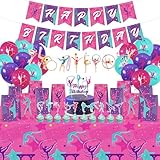 Gymnastics Birthday Party Decorations - Including Happy Birthday Banner, Cake Toppers, Tablecloth, Gift Bags and Balloons, Gymnastics Party Supplies for Your Little Dance Gymnasts, Baby Shower